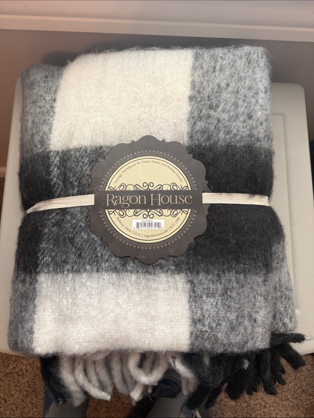 Black & White Plaid Throw Blanket